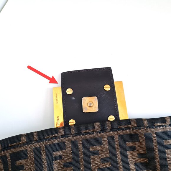 Authentic Large Mama Baguette Zucca FF Print Canvas Leather - Picture 14 of 16